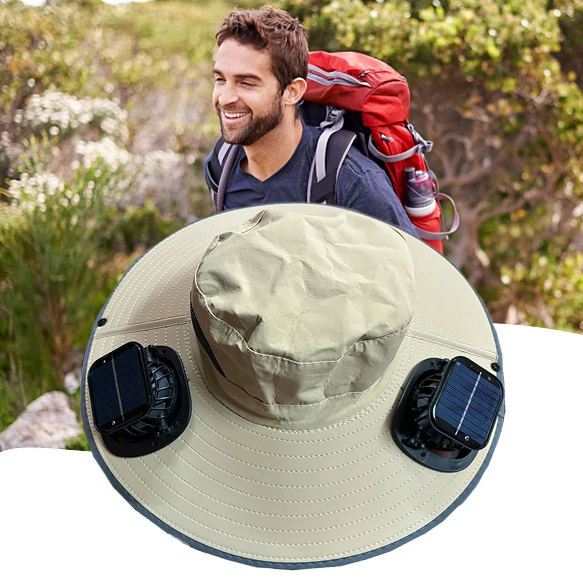 Cappello con Ventole a Energia Solare Protezione UV, Cappello Leggero e | Copricapo Outdoor Escursionismo Campeggio Pesca Attrezzatura Personale Per Spiaggia Pesca Campeggio Outdoor V