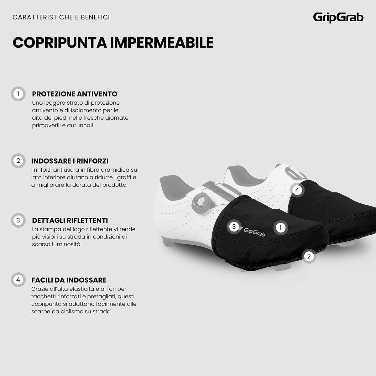 GripGrab Copripunta Antivento per Bici da Strada Copriscarpe da Ciclismo Termico Isolante Scaldapiedi Copriscarpe