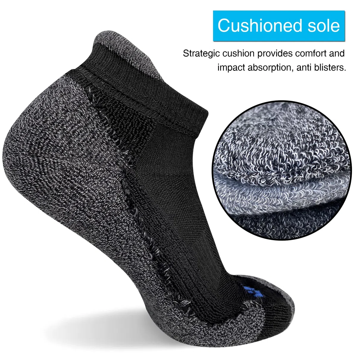 APTYID Calzini da uomo Performance Cushion alla caviglia Athletic Running Socks (6 paia