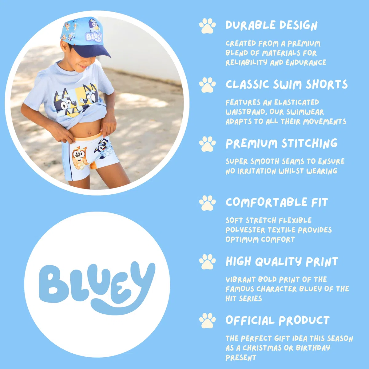 BlueY Costume da Bagno per Bambino, Pantaloncini da Bagno Bingo Boxer, Costume da Bagno per Ragazzi, Taglie 2 a 6 Anni