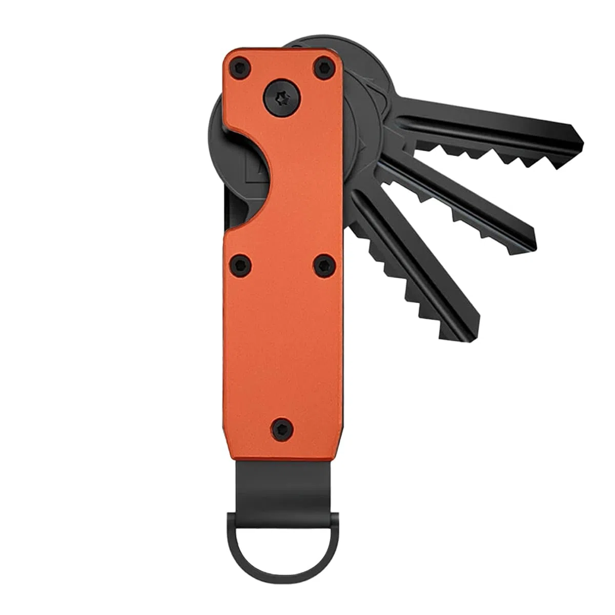 Organizzatore di chiavi in metallo, portachiavi in lega di alluminio con cacciavite, mini portachiavi per 2-6 chiavi (arancione)