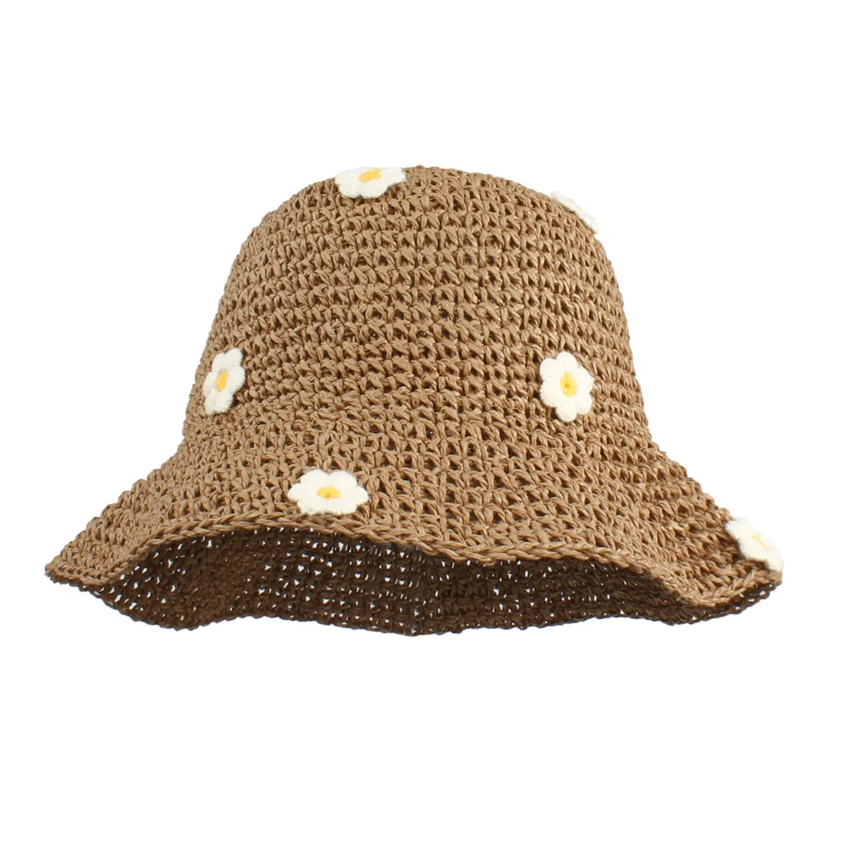 Cappello di paglia da donna, pieghevole, regolabile, estivo, in paglia, con fiori, da spiaggia, a tesa larga