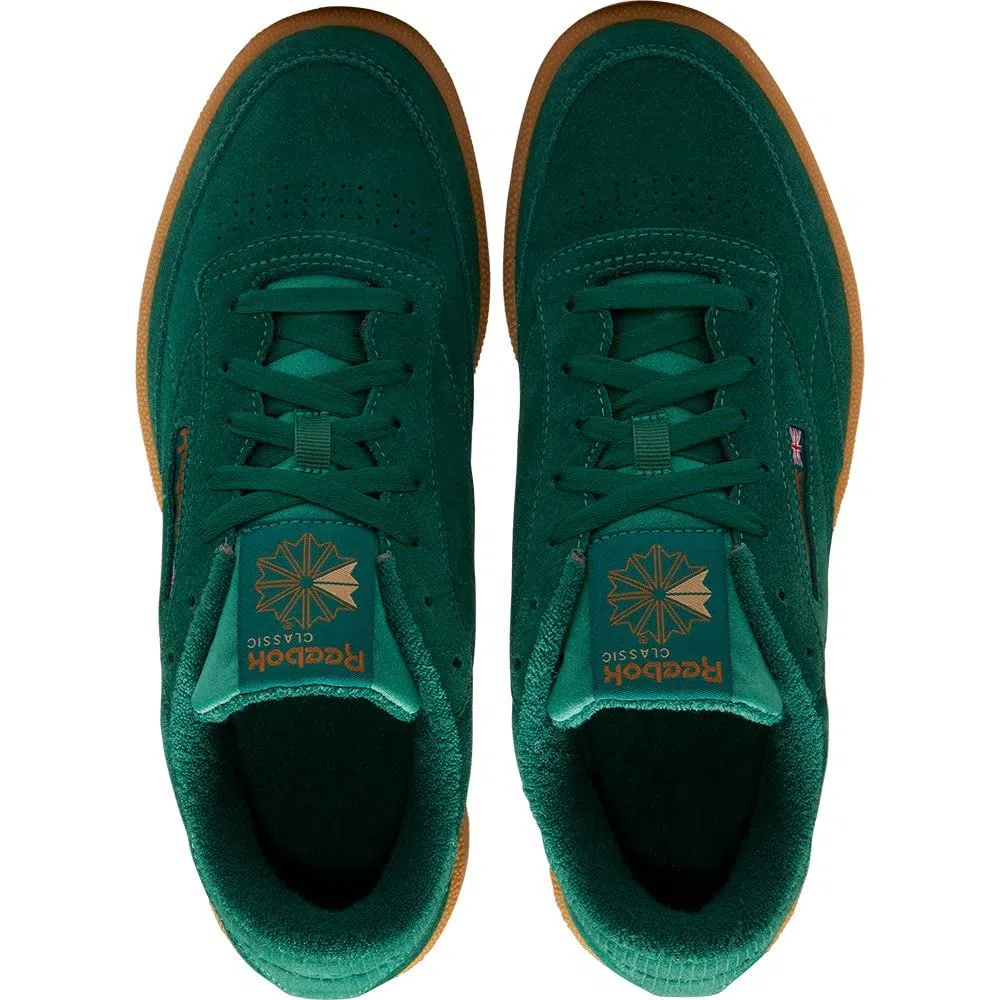 Reebok Club C 85, Scarpe da Ginnastica Basse Uomo, Verde (Dark Green/Wild Brown/Reebok Rubber Gum), 42 EU