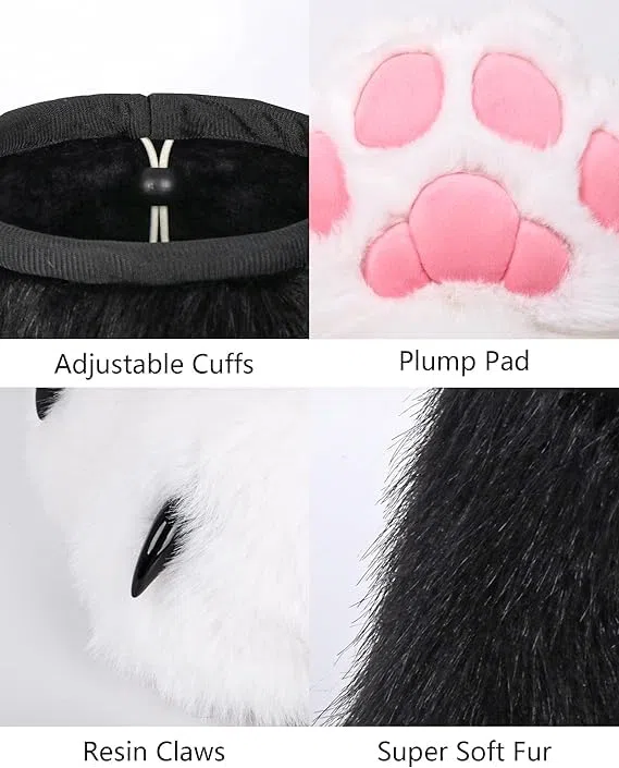 Gatto Lupo Cane Volpe Piedi pelosi Zampa, Piedi Zampa Artiglio Scarpe Stivali pelosi, Accessori per costumi per cosplay per adulti