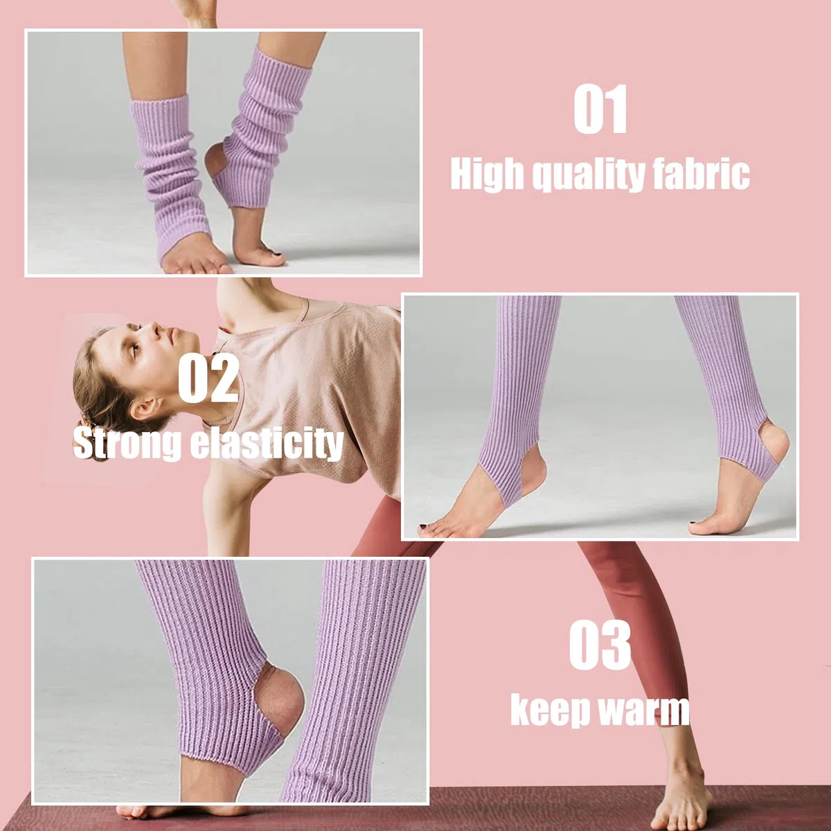 DWE - Calze da Yoga da Donna, lavorate a Maglia, Scaldamuscoli Sportivi per Palestra, Fitness, Danza Femminile, Abbigliamento Quotidiano