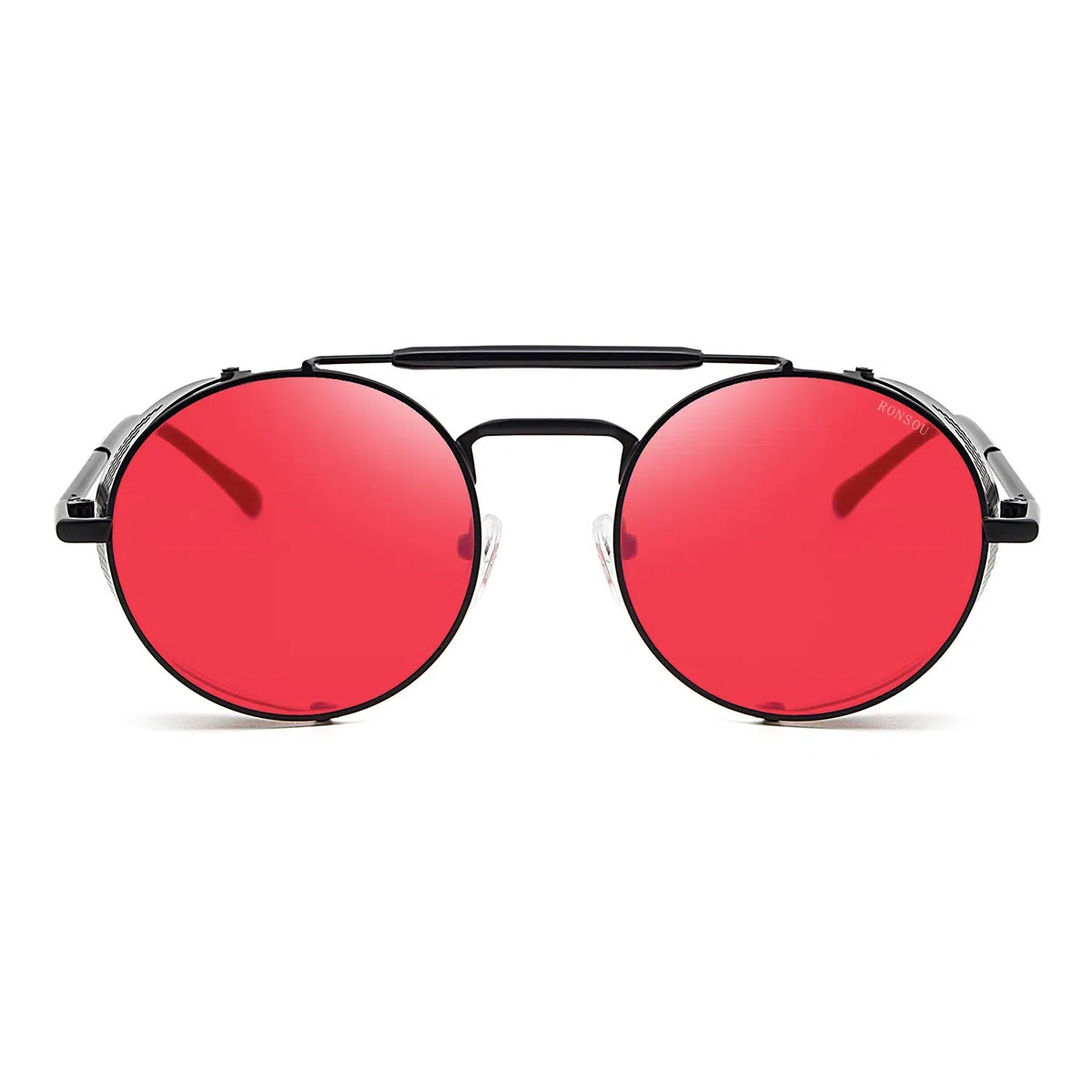 RONSOU Steampunk Stile Rotondi Vintage Polarizzati Occhiali da Sole Retrò Occhiali UV400 Protezione Metallo Telaio