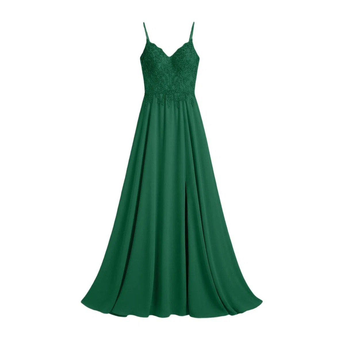 Abito da donna lungo ballo cerimonia matrimonio ospite chic elegante senza spalline in pizzo con fessura in chiffon per damigella d'onore cocktail sera raso
