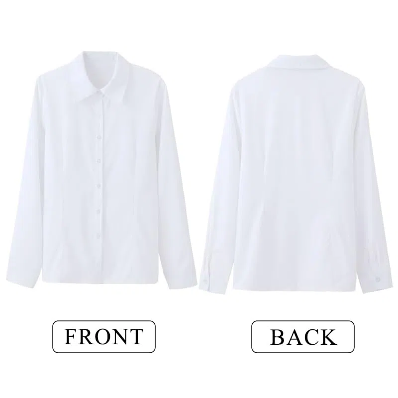 Camicie Bianche per Le Donne,Pulsante a Maniche Lunghe Top Casual,Tops Stretch di Base per I'ufficio
