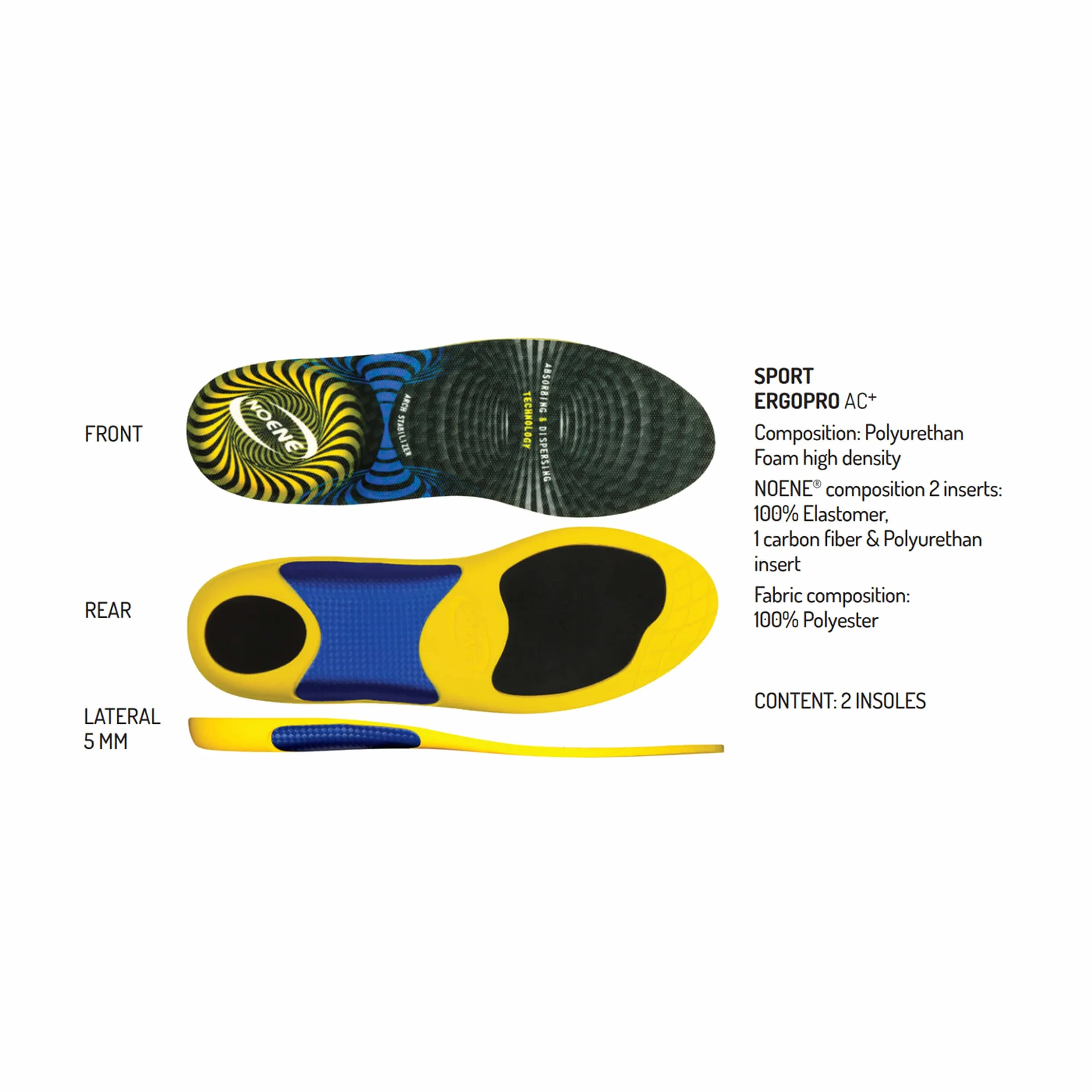 Solette Noene AC + ERGOPRO Solette antiurto per scarpe sportive perfette per lo sport e la vita di tutti i giorni, ideali per uomini e donne