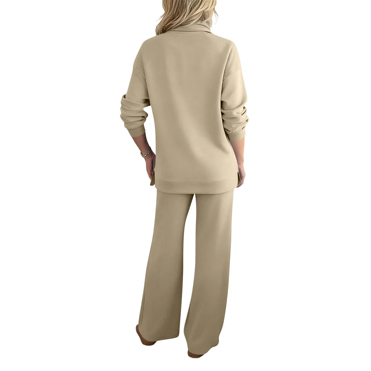 Vestito Donna Vita ​Alt Autunno Manica Lunga Classico Sportivo Collo Finto Stringa Adatto Stirata Tinta Unita