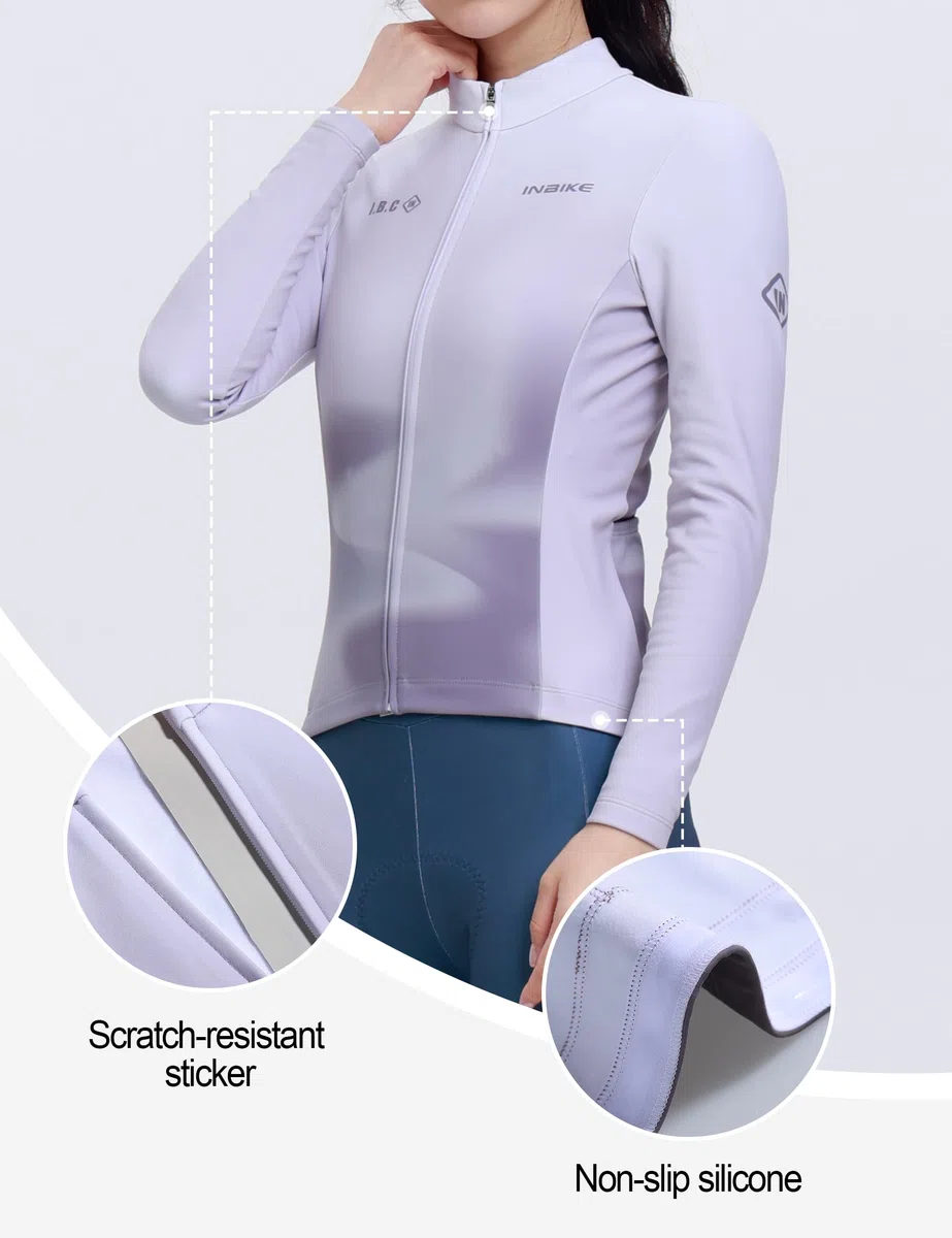 INBIKE Maglia Ciclismo Donna Invernale Giacca Ciclismo in Pile Giacca Bici Donna Antivento Termico Aderente per MTB Bici Running