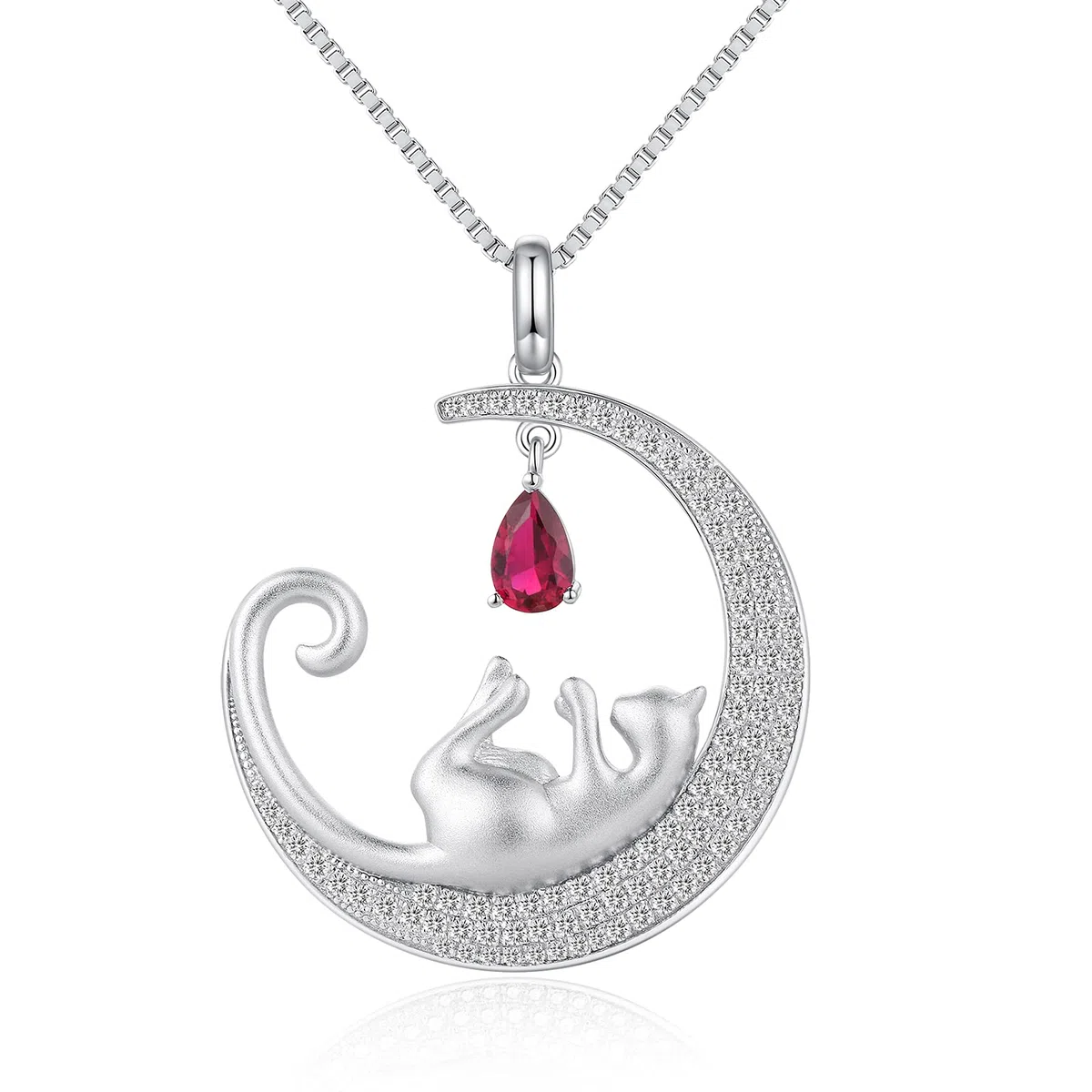 jiamiaoi Collana Gatto in Argento Sterling s925 Placcato Oro Bianco 18K per Donna