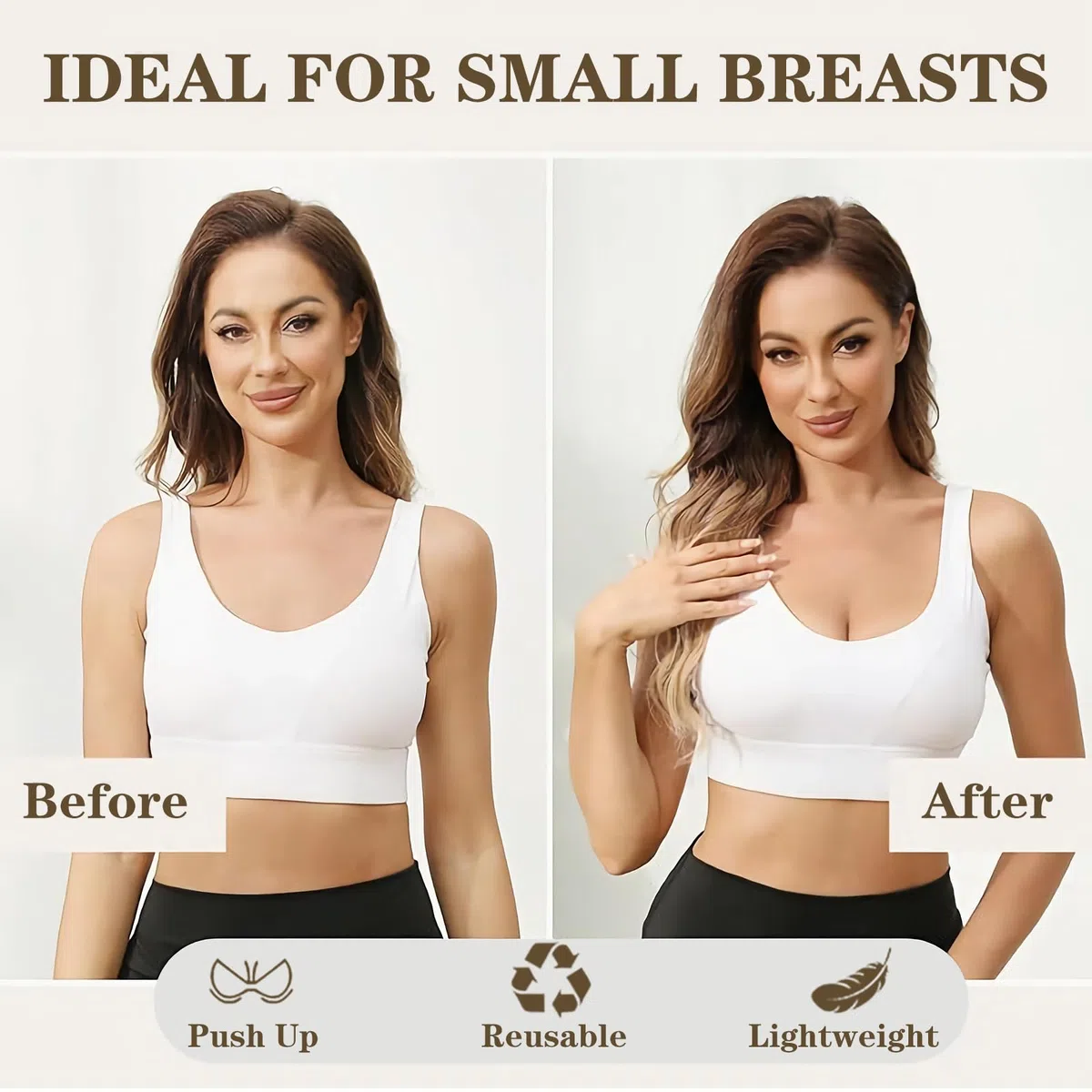 DabbOo 2 Pezzi Coppe Adesive Seno Push Up Silicon Imbottitura Reggiseno Cuscinetti Push up Riutilizzabili Coppe Push Up Adesive Adatti per Bikini da Donna, Matrimonio