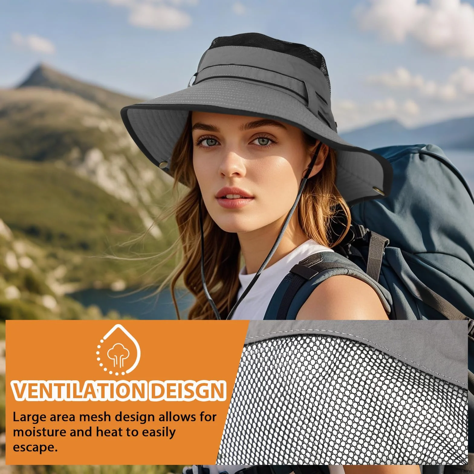 Cappello da Sole Unisex Anti UV, Cappello da Pescatore Pieghevole a Tesa Larga, Leggero Cappello Boonie Traspirante Cappello Safari, Esterno Bucket Hat Donna Uomo Cappello Estivo Ripiegabili