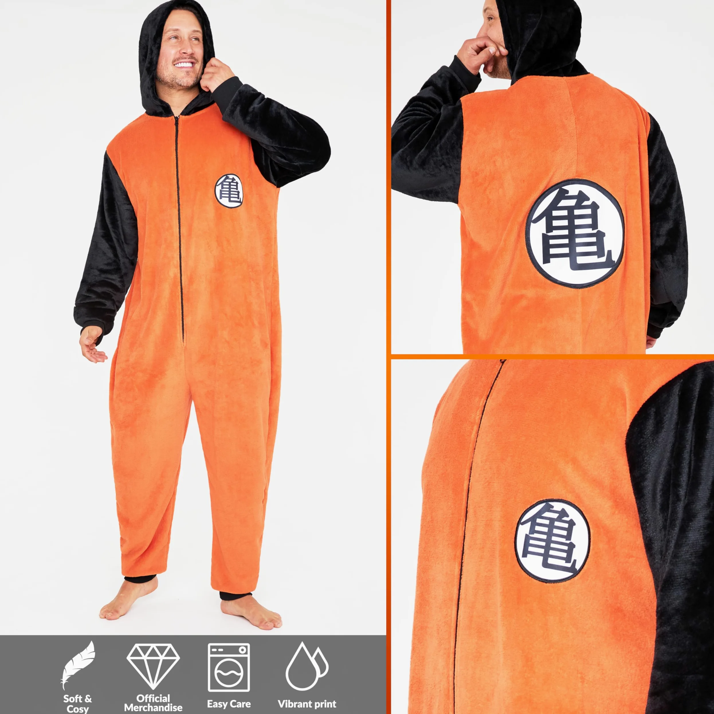Dragon Ball Z Pigiama Intero Uomo con Cappuccio, Pile Tuta Intera - Regalo Uomo