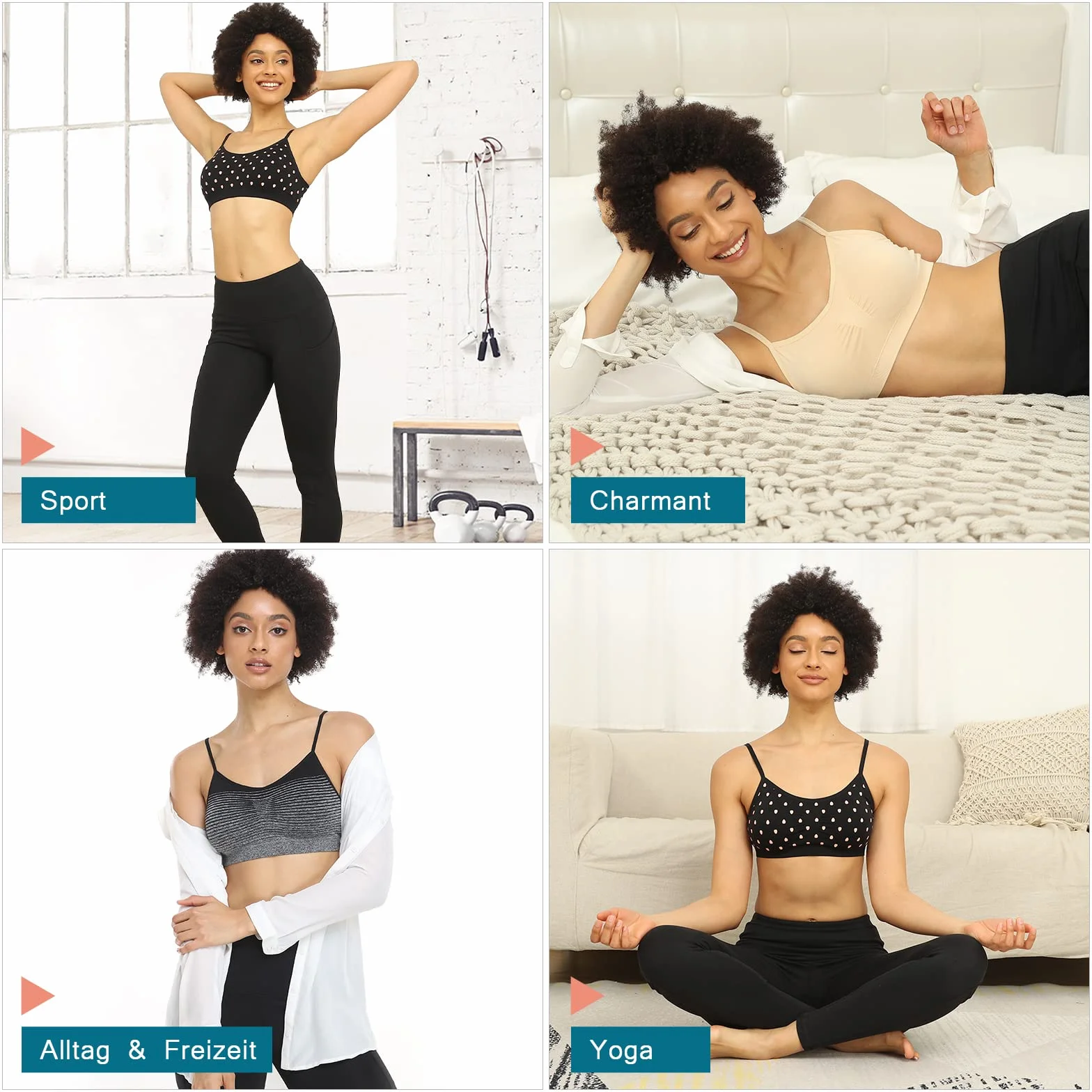 Vertvie - Reggiseno Sportivo da Donna, Imbottito, Push-up, Senza Cuciture