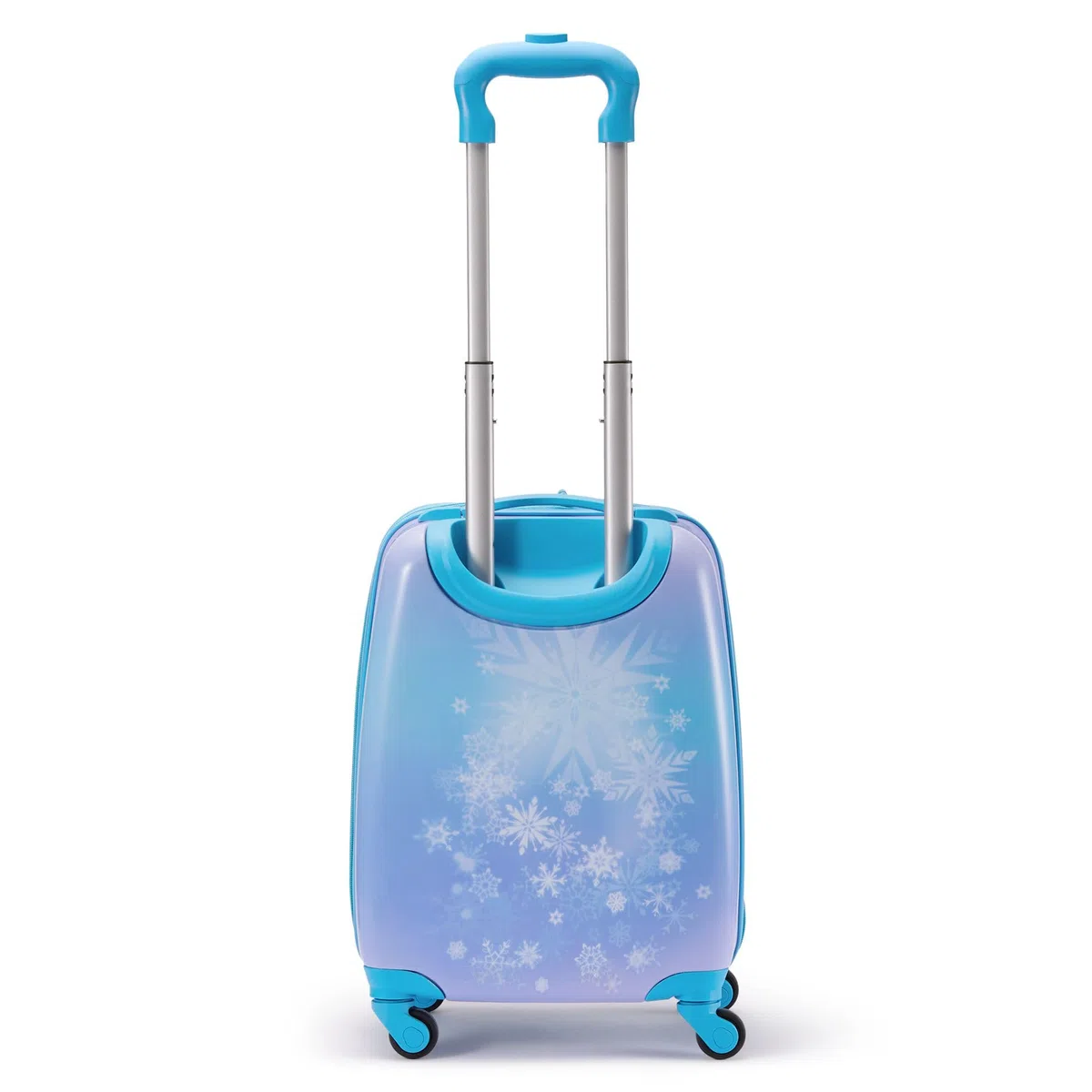 Disney Store Official trolley Frozen, 30 x 23 x 48 cm, valigia rigida blu per bambini, con manico telescopico, ruote multidirezionali, con Elsa, Olaf e motivo a fiocchi di neve