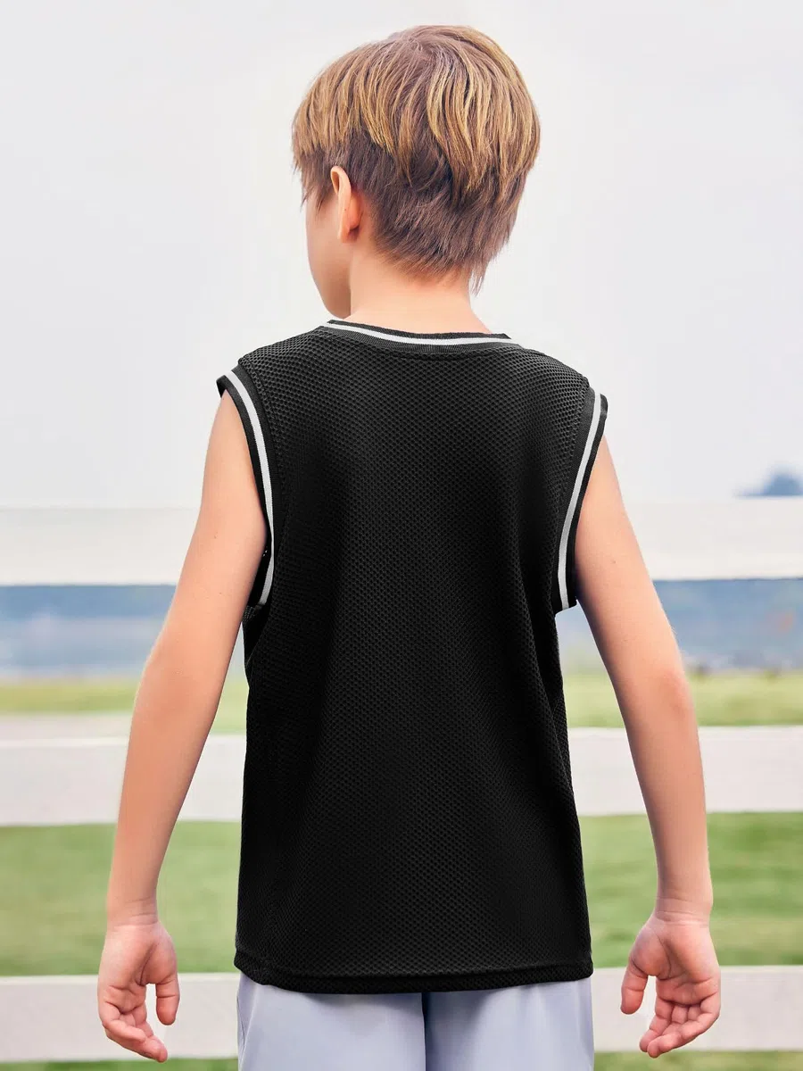 Haloumoning Canottiera estiva sportiva per bambini, leggera, senza maniche, maglietta da basket