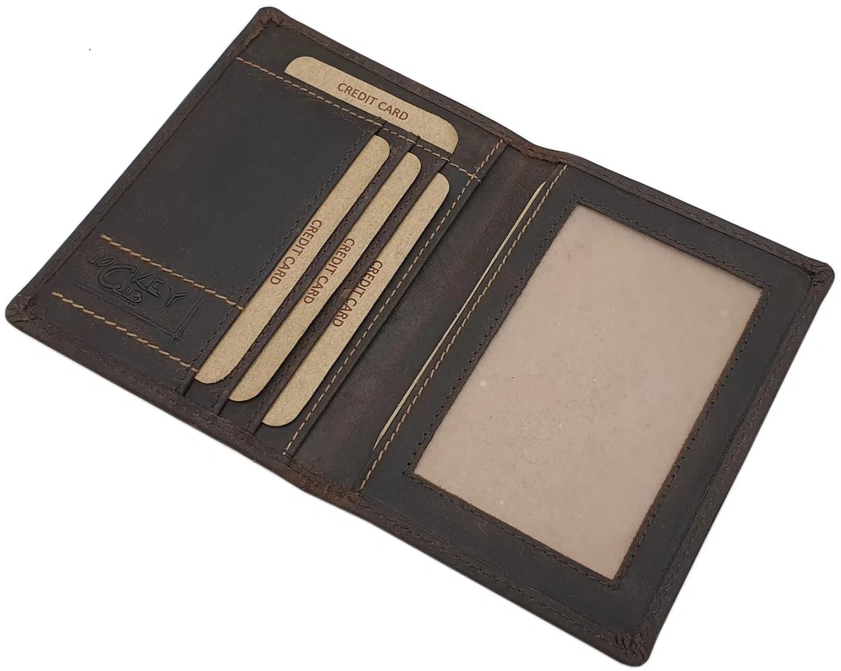 myledershop Vacchetta porta carte d'identità e carte di credito con blocco RFID & NFC in marrone