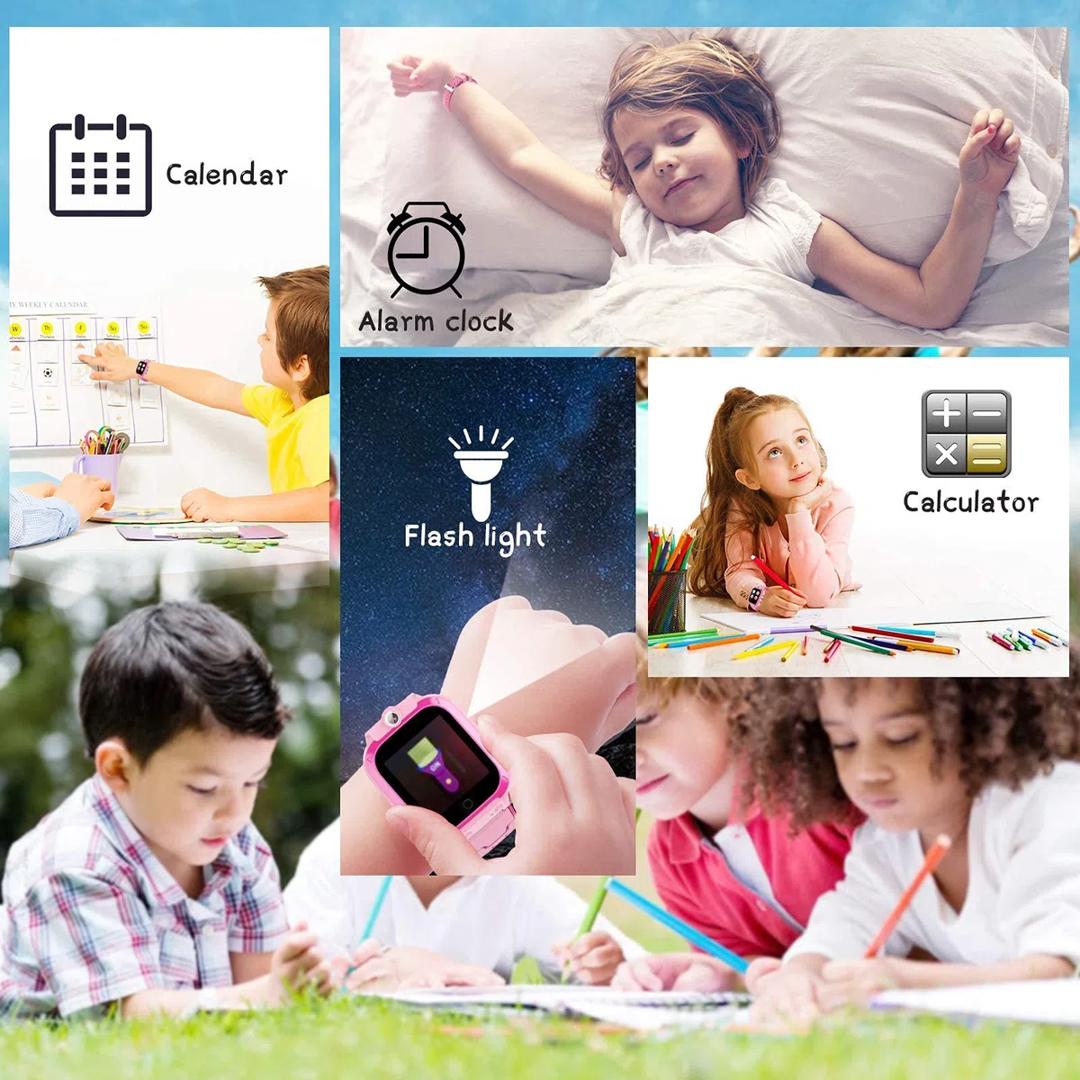 VannicoELEJAFE Smartwatch Bambini 24 Giochi Musica Contapassi Calorico, 2*Fotocamere Torcia Orologio Smartwatch Bambini Sveglia Video, Ragazzi e Ragazze Regalo di Natale 2-13 anni[Scheda SD integrata]