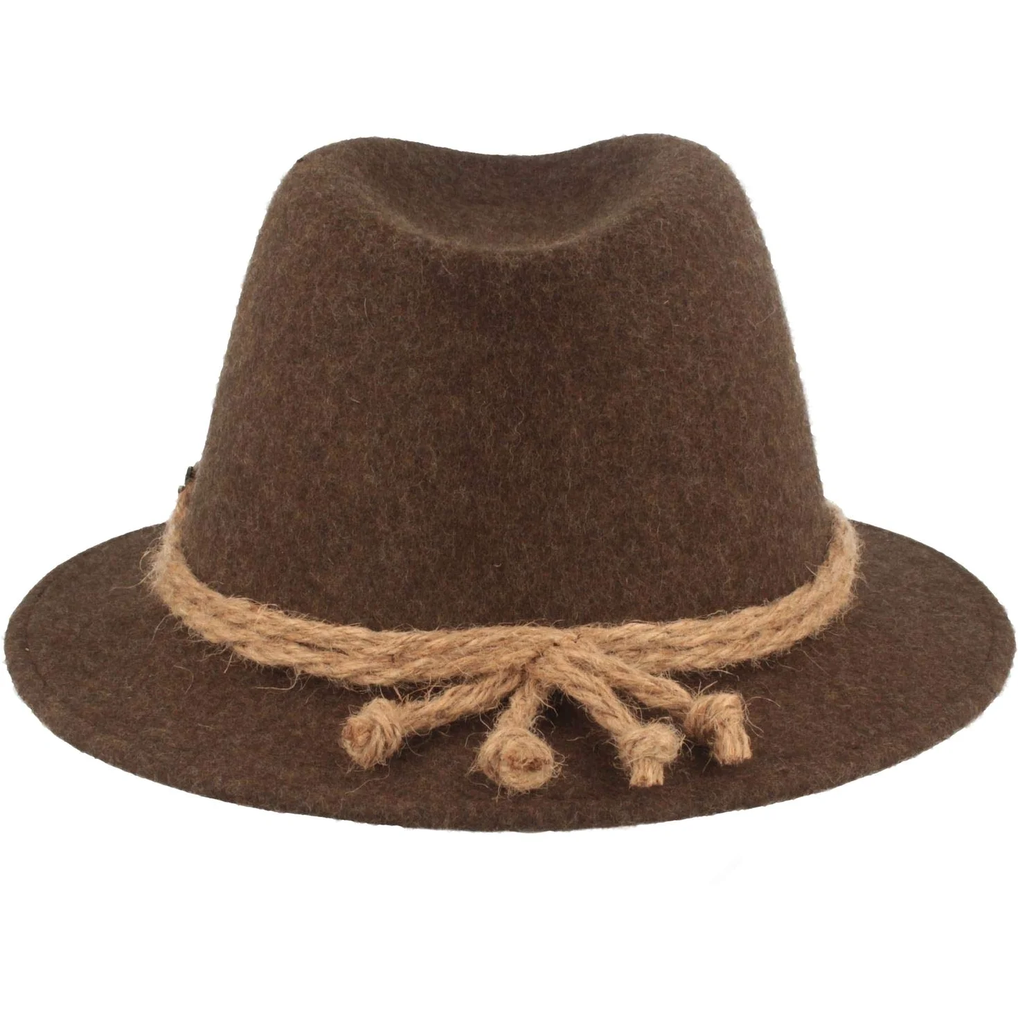 Breiter Cappello Uomo Tradizionale in Feltro Stile Tirolese 100% Lana Berretto Bavarese Cordoncino di Canapa Stella Alpina e Tesa Stretta Unisex
