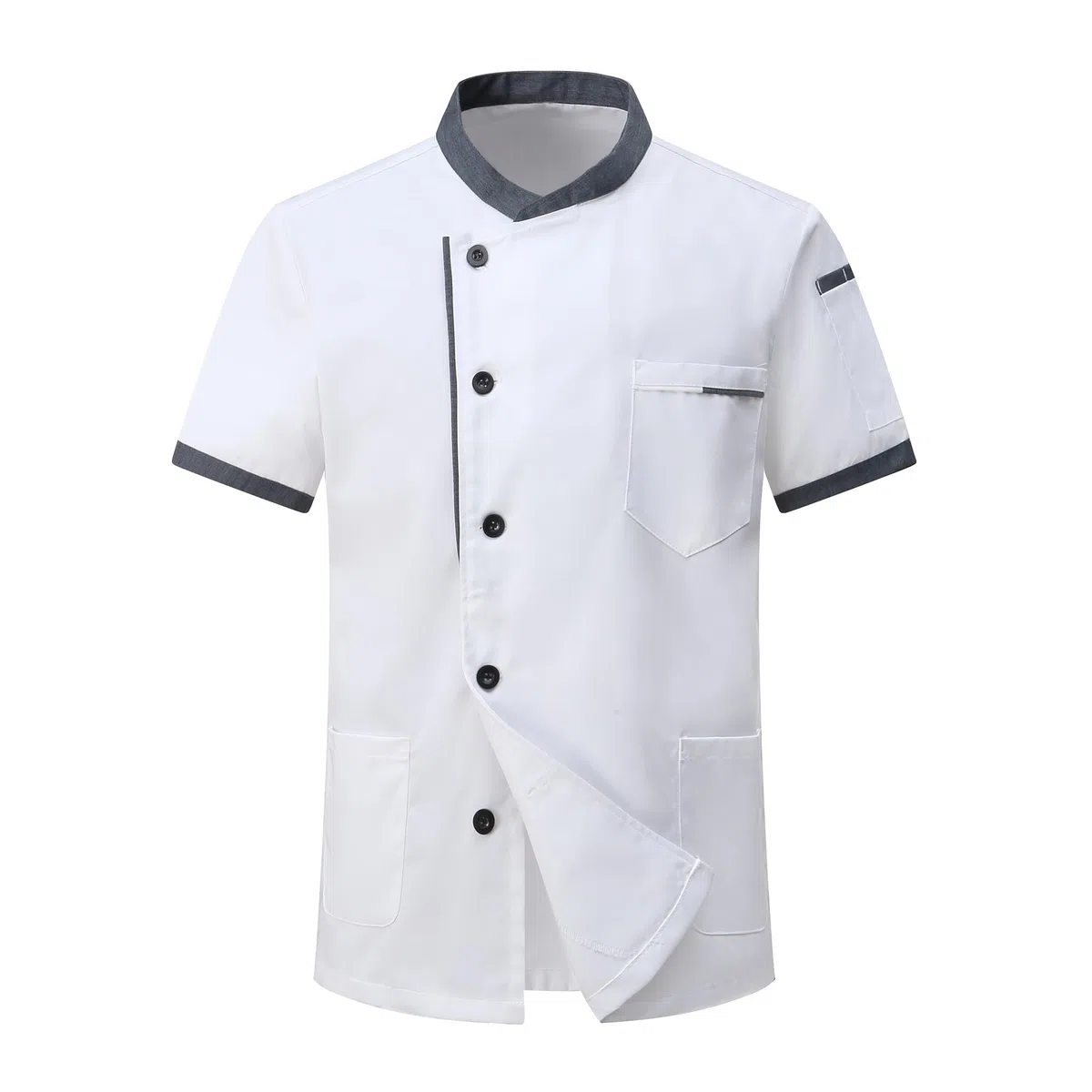 Giacca da Cuoco da Uomo in Cotone Traspirante Ristorante Divisa Maniche Corte Leggera Uniforme Cuoco Professionale Ristorante Giacca per Hotel Panetteria