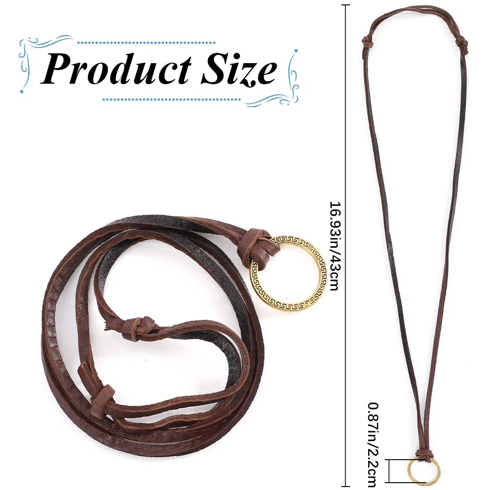 GORGECRAFT Portaocchiali Collana Pelle Marrone Pelle di Vacchetta Retro Corda Regolabile Anello Appeso Anello Rotondo Oro Occhiali da Sole Occhiali da Vista Cordino Portaocchiali Catena Cinturino