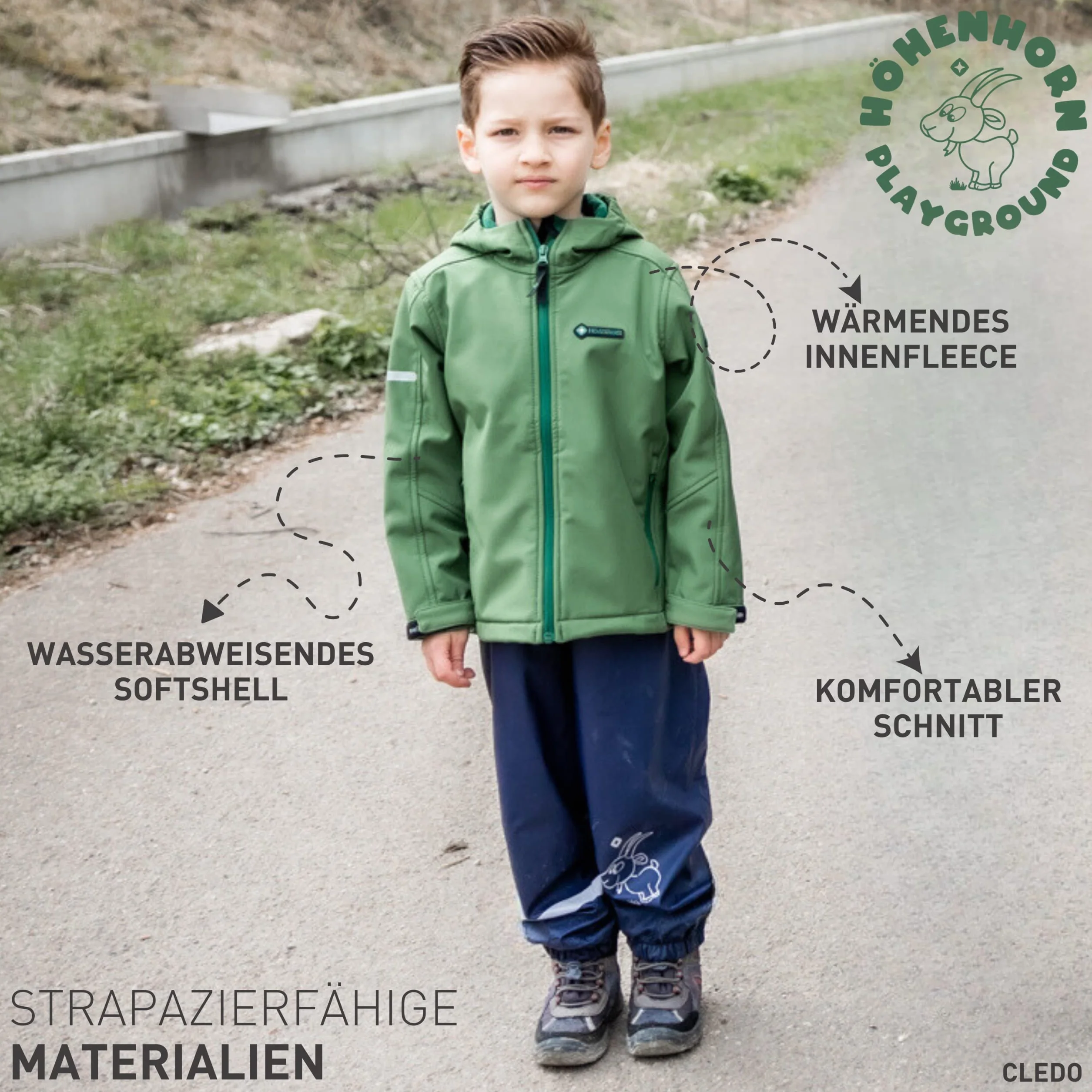 Höhenhorn Cledo - Giacca in softshell per bambini, per le mezze stagioni, antivento, impermeabile, traspirante, per le attività all’aperto