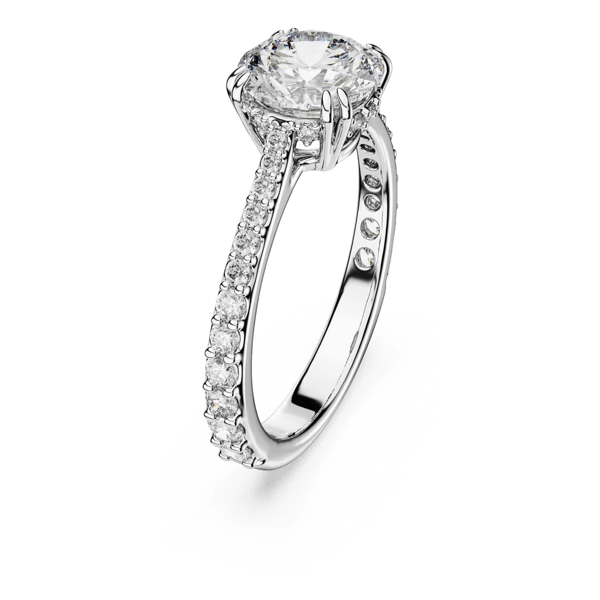 Swarovski Stilla Collezione Anello cocktail, Taglio rotondo, Pavé, Bianco, Finitura tonalità argento