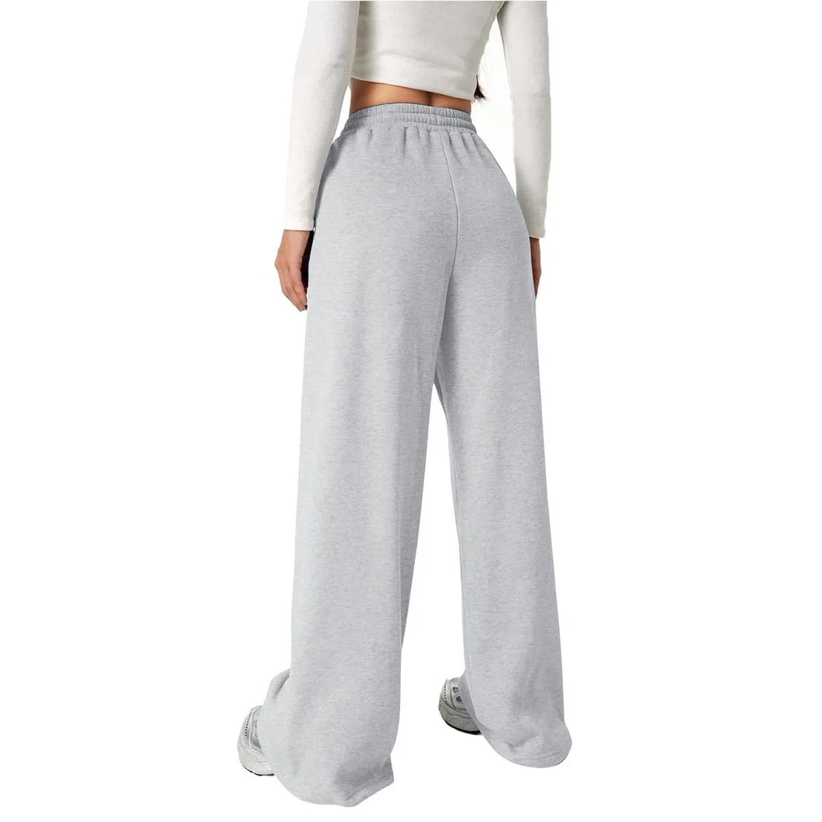 Pantaloni da Jogging con Fiocco per Ragazze Pantaloni Sportivi Leggeri con Gamba Dritta Tasche Ginnastica Pantaloni Ragazze Gamba Larga Elastico A Vita Alta