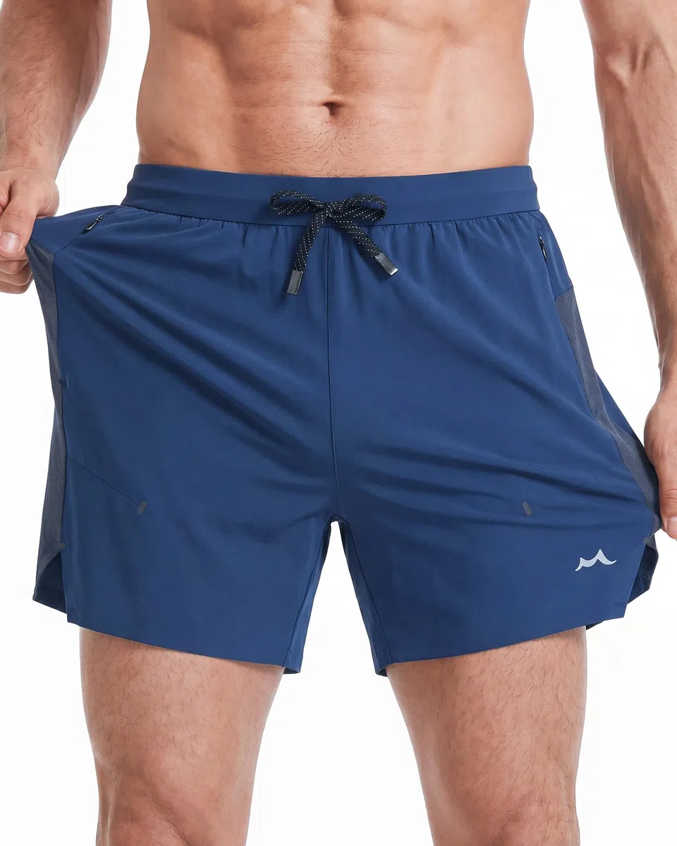 MaaMgic Pantaloni corti da corsa da uomo, aggiornamento 2.0, ad alta elasticità, con tasche, ad asciugatura rapida, 4 vie, elasticizzati, per corsa, fitness, allenamento atletico