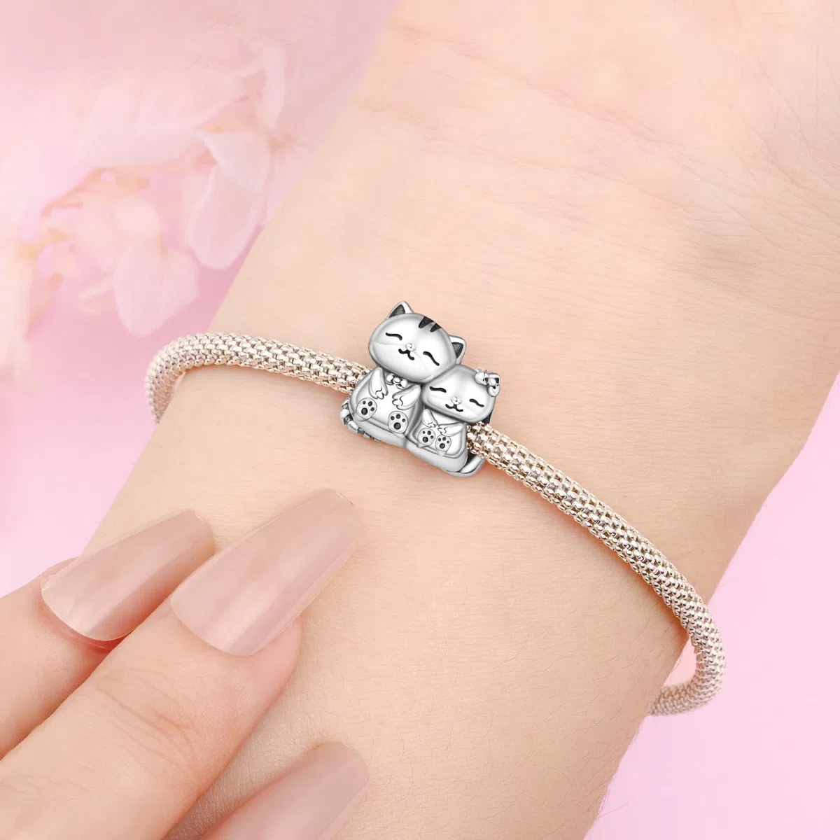 Charms Animali in Argento 925 – Panda, Cane, Gatto, Elefante, Farfalla, Libellula | Ciondoli Compatibili con Pando per Bracciali e Collane | Confezione: Sacchettino in Velluto + Panno Pulizia