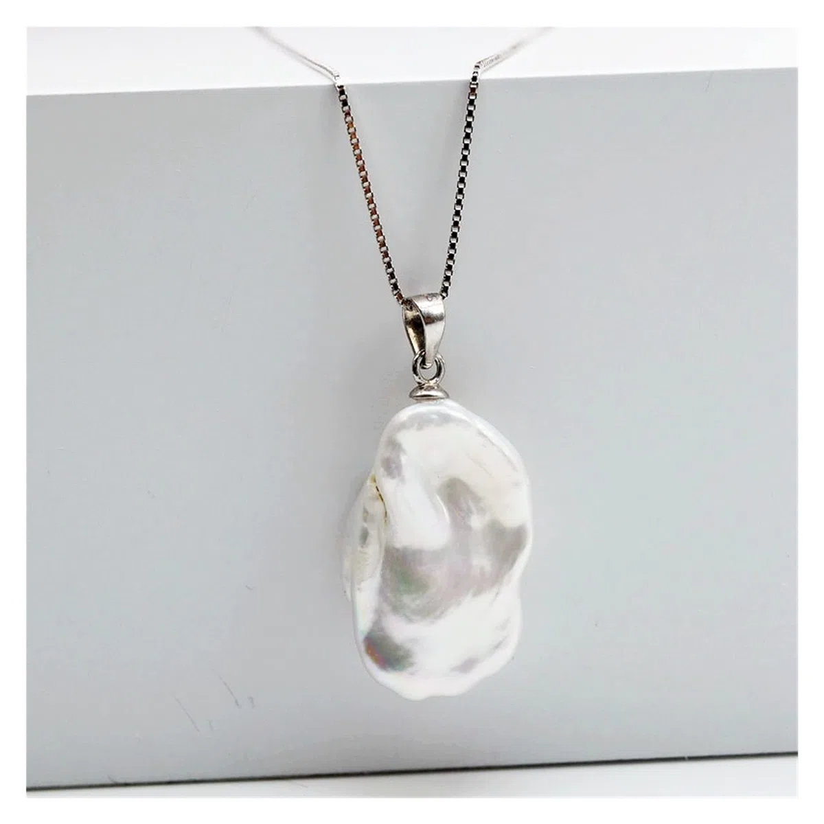 Collane da donna Collana con ciondolo ragazza, stile barocco, perla piatta irregolare, collana in argento sterling 925, collana in argento da donna accessori alla moda