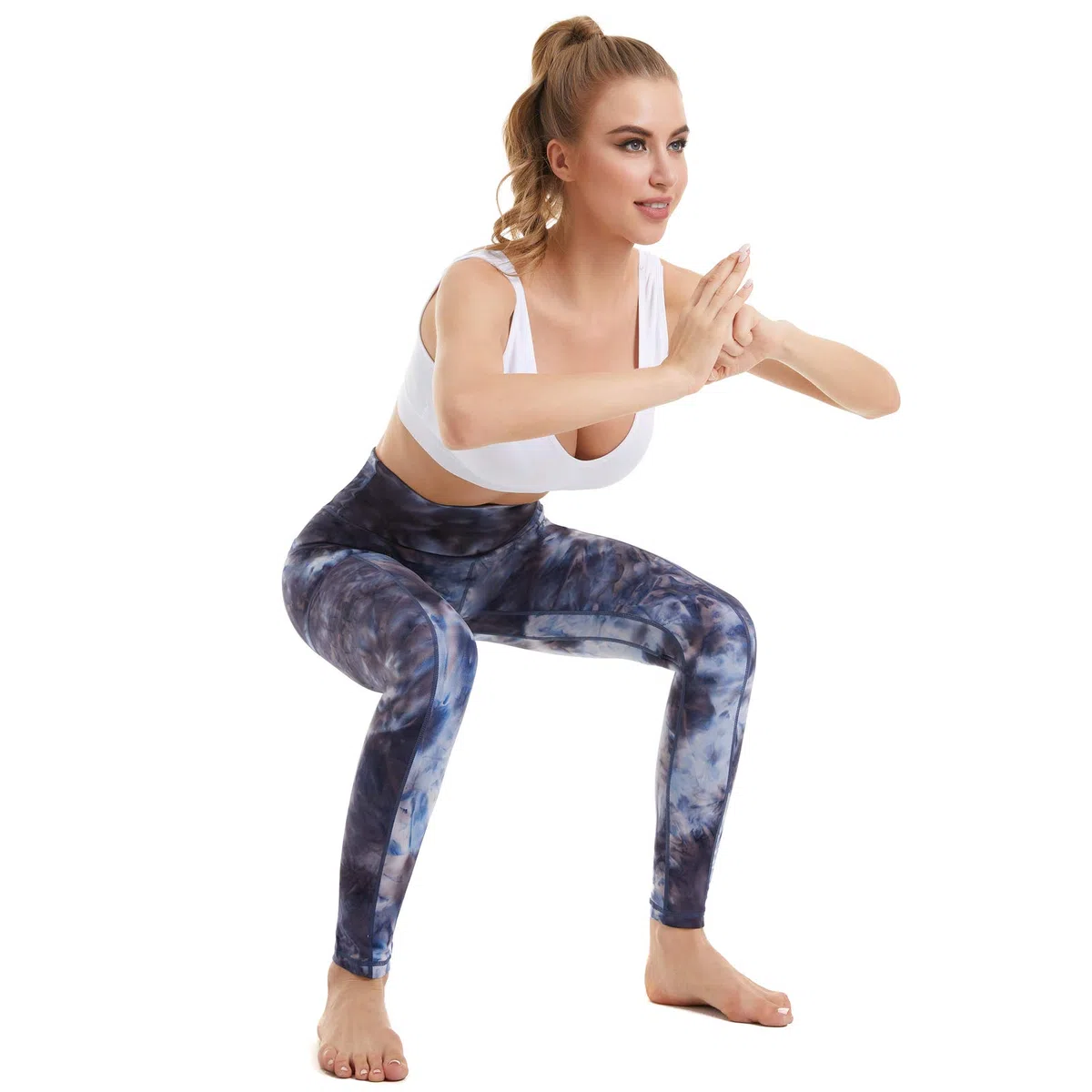 Devirld Leggings da donna con tasche per controllo della pancia, pantaloni a vita alta per yoga, palestra, allenamento, leggings da donna