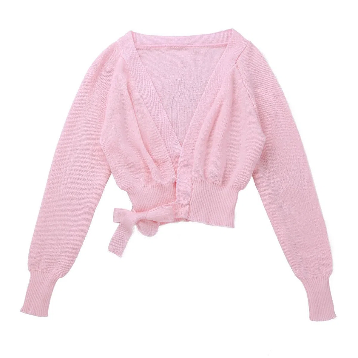 Alvivi Maglioni di Balletto Scaldacuore da Ragazza per Danza Top Corto da Danza Classica con Maniche Lunghe per Bambini Cardigan Crossover in Cotone Dancewear Rosa d 7-8 Anni