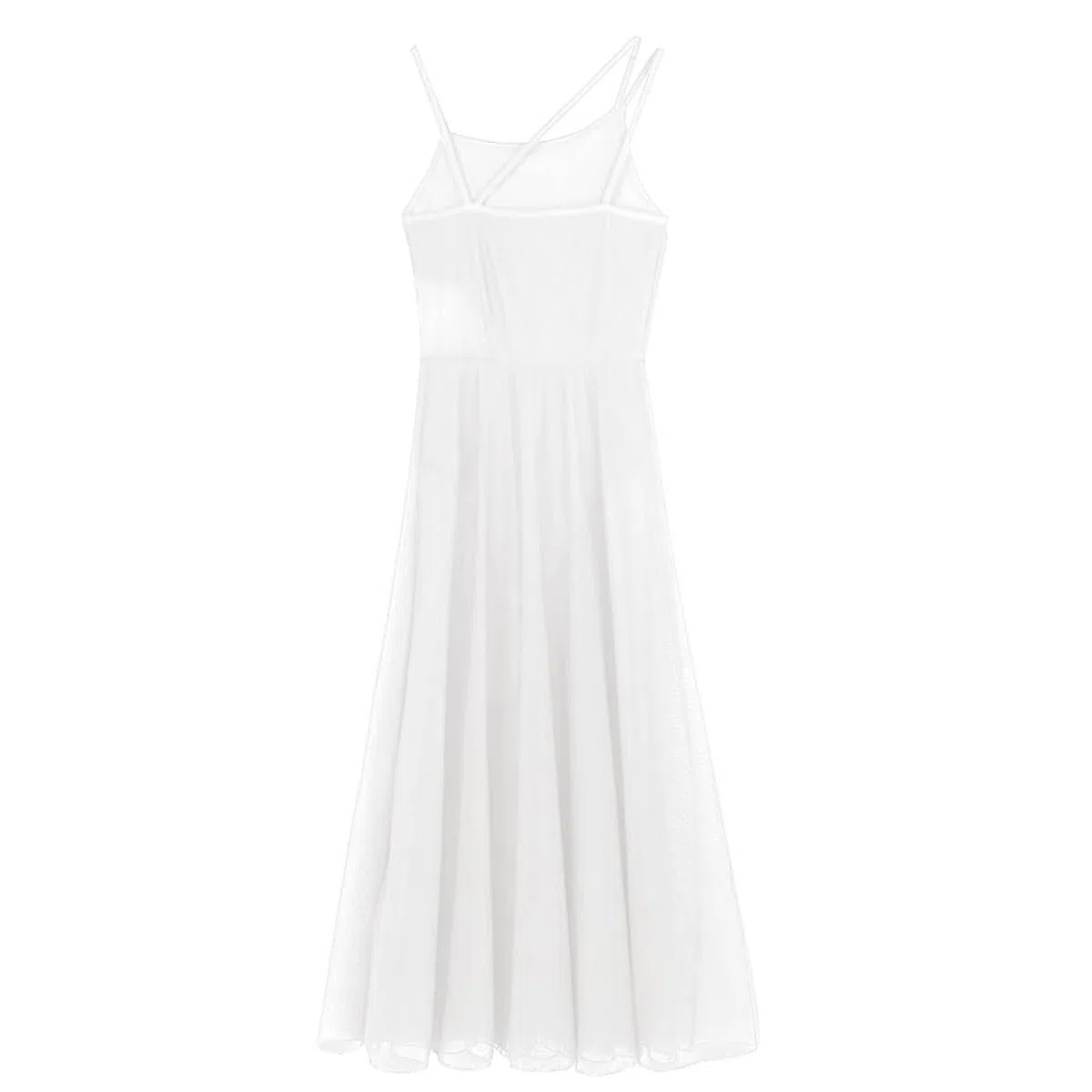 MSemis Vestito da Danza Classica Donna Vestito da Balletto con Tulle Lungo Body da Ginnastica Leotard Senza Manica Vita Nuda Abito da Ballo Lirico Contemporaneo Performance