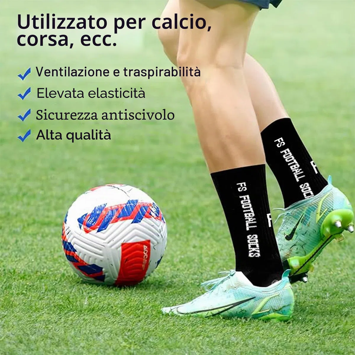 Calze Calcio Antiscivolo Pacco da 3 Grip Socks Calcio, 35-39 39-46, Pettinato al 75%, Traspirante ed Elastico, Football Socks per Uomo Donna-Unisex Adulto