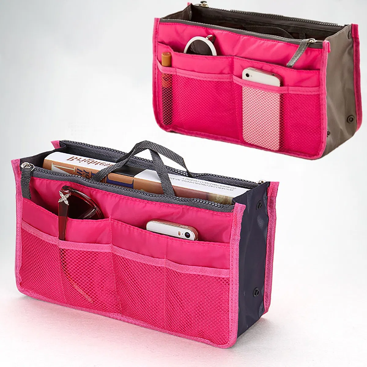 YUEMING Organizzatore Borsa Donna Con Doppio Manico - Sacchetto Da Viaggio Con Doppia Zip, Fodera, Tasche Multiple Per Cosmetici