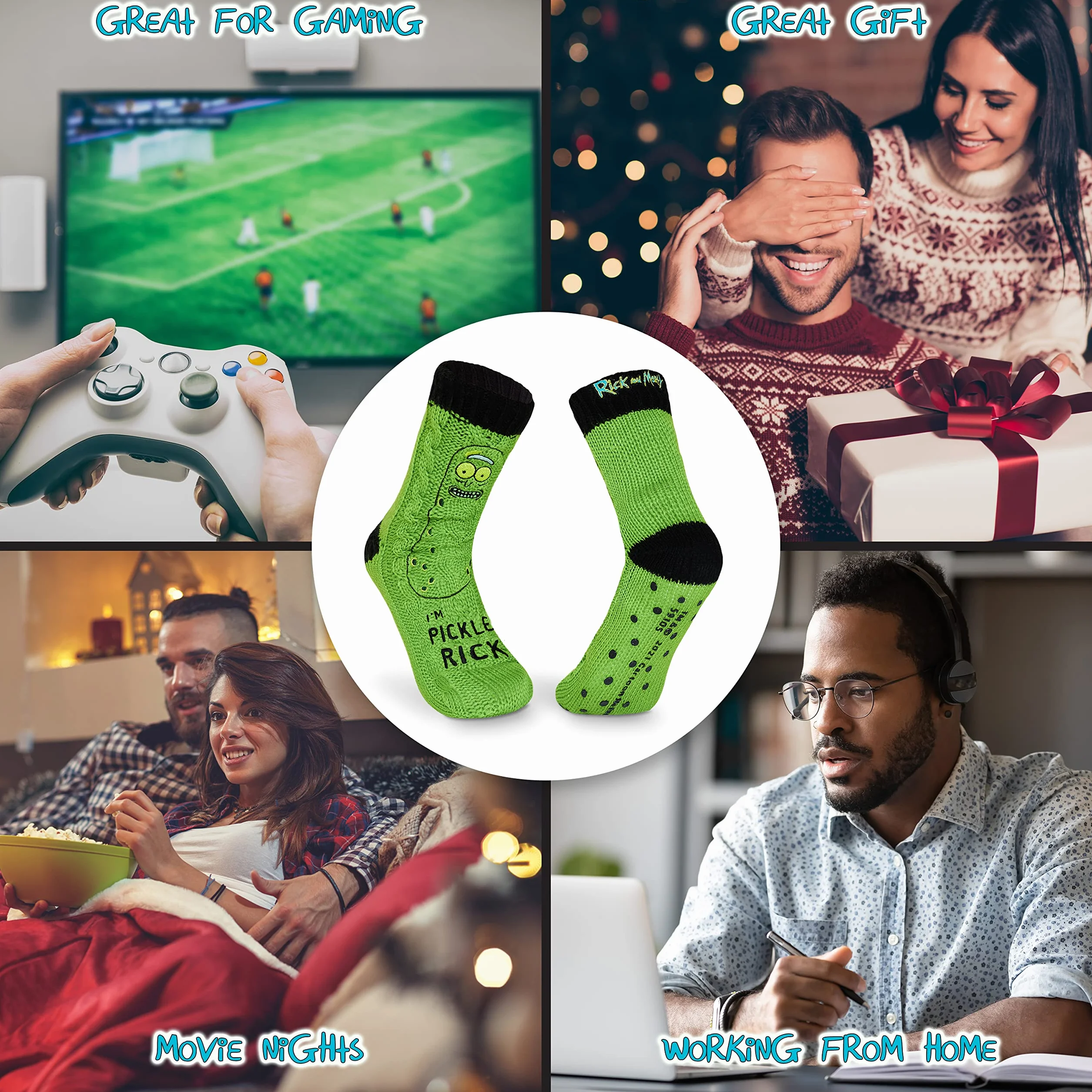 RICK AND MORTY Calze Uomo EU 38-44, Calzini Antiscivolo a Pantofola, Calzini Caldi Uomo, Idea Regalo Accogliente