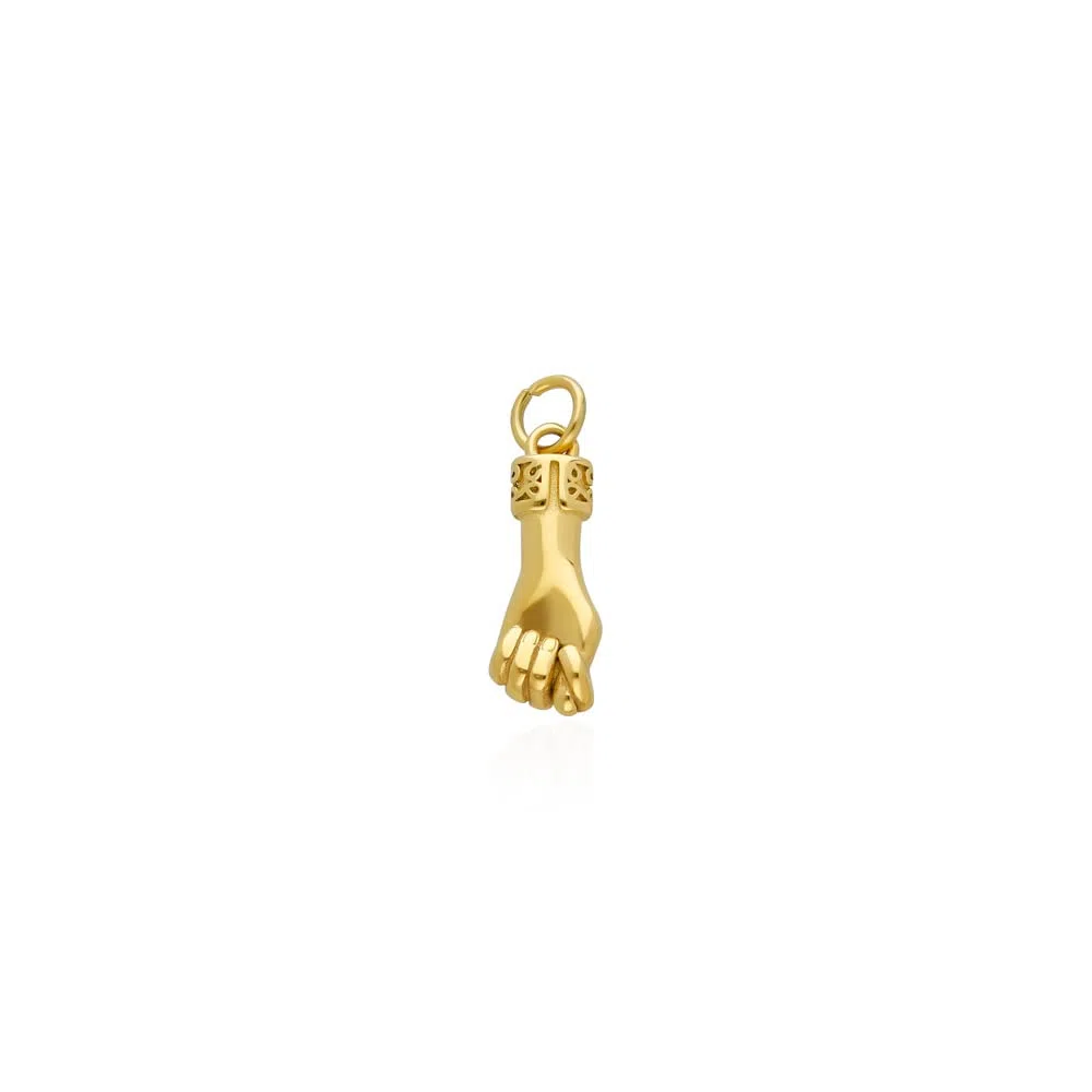 Ciondolo Acciaio 316 L Mano Pugno Fico Placcato Oro 18 KIt. 18 x 5 mm. Lucido Lucido Lucido Liscio Amuleto, Mano Puño Higa Amuleto, Acciaio inossidabile Bagno Oro 18 Klt., Acciaio placcato oro