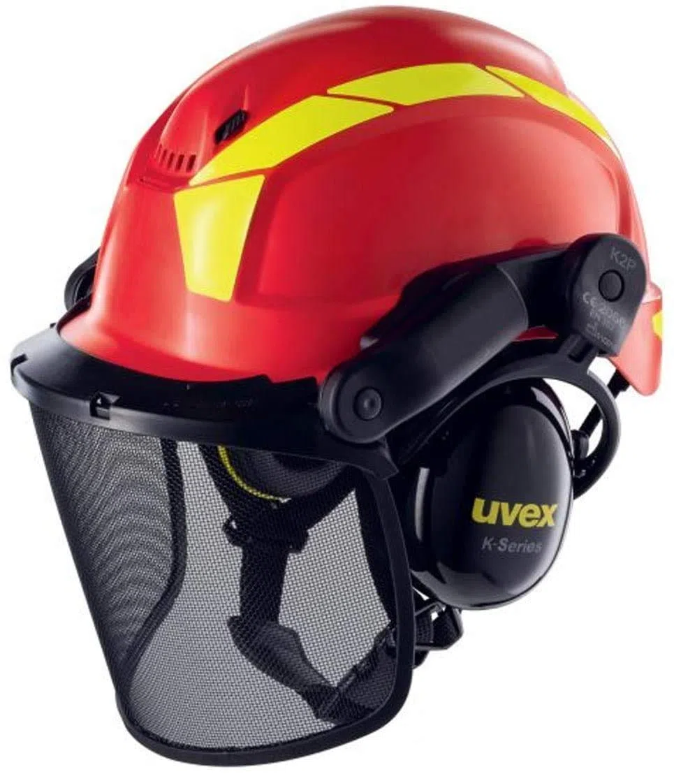 Uvex Pheos Forestry - Casco forestale con protezione dell'udito e del viso - SNR: 30dB
