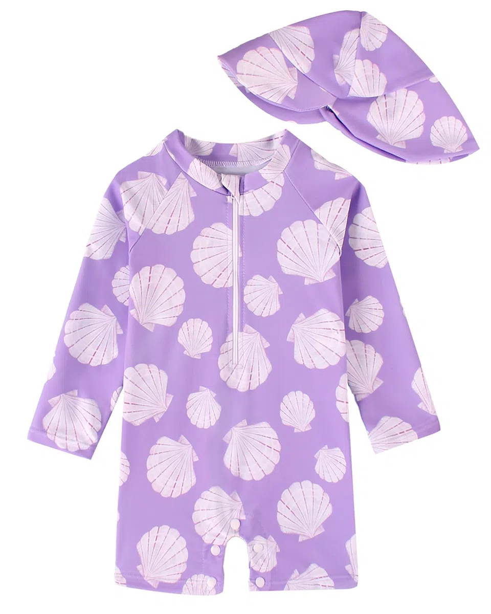 WYTbaby Costume da bagno per bambini, protezione UV, con bottoni, monopezzo, a maniche lunghe, per bambini da 3 mesi a 3 anni