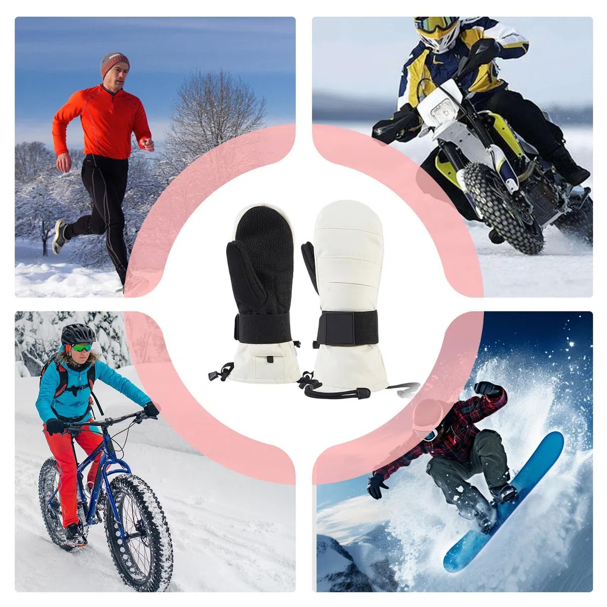 Guanti Invernali Mitene Touchscreen | Con Protezione Polso E Fodera In Pile Per Ciclismo Per Uomini, Inverno, Moto, Sci, Freddo, Neve, Attività All'aperto E