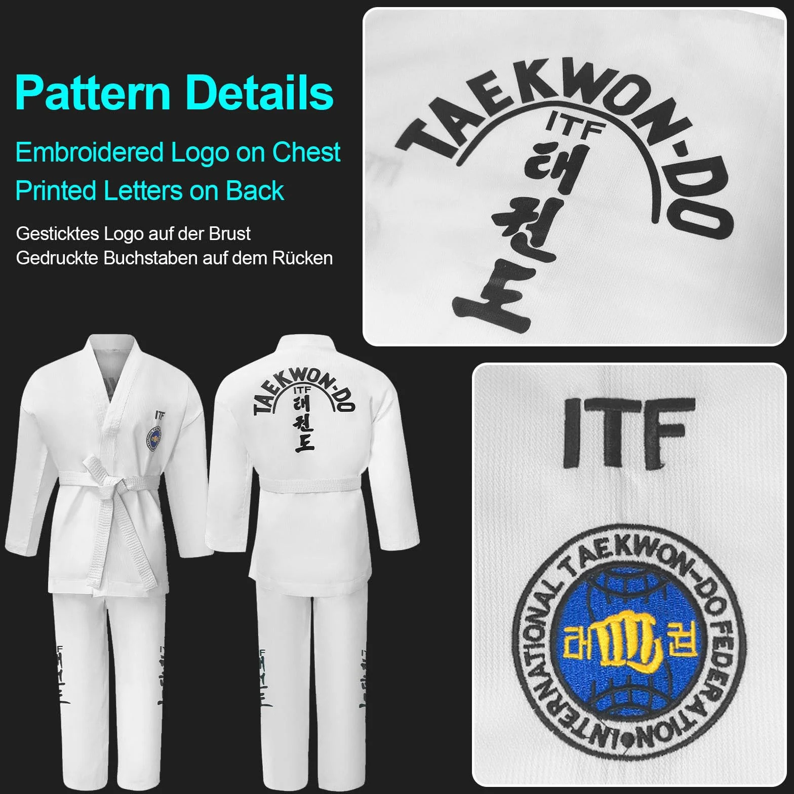CHUIKUAJ Kimono da Karate Unisex,Judogi Uniform con Cintura Bianco-Gialla, Uniforme Professionale da Taekwondo ITF, Perfetta per Allenamento e Combattimento per Bambini e Adulti,White-160