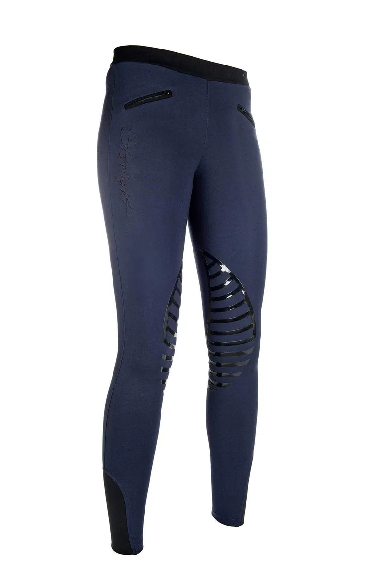 HKM 9228 Starlight, Leggings da Equitazione in Silicone, per Ragazze, Grigio Scuro/Sabbia, 40