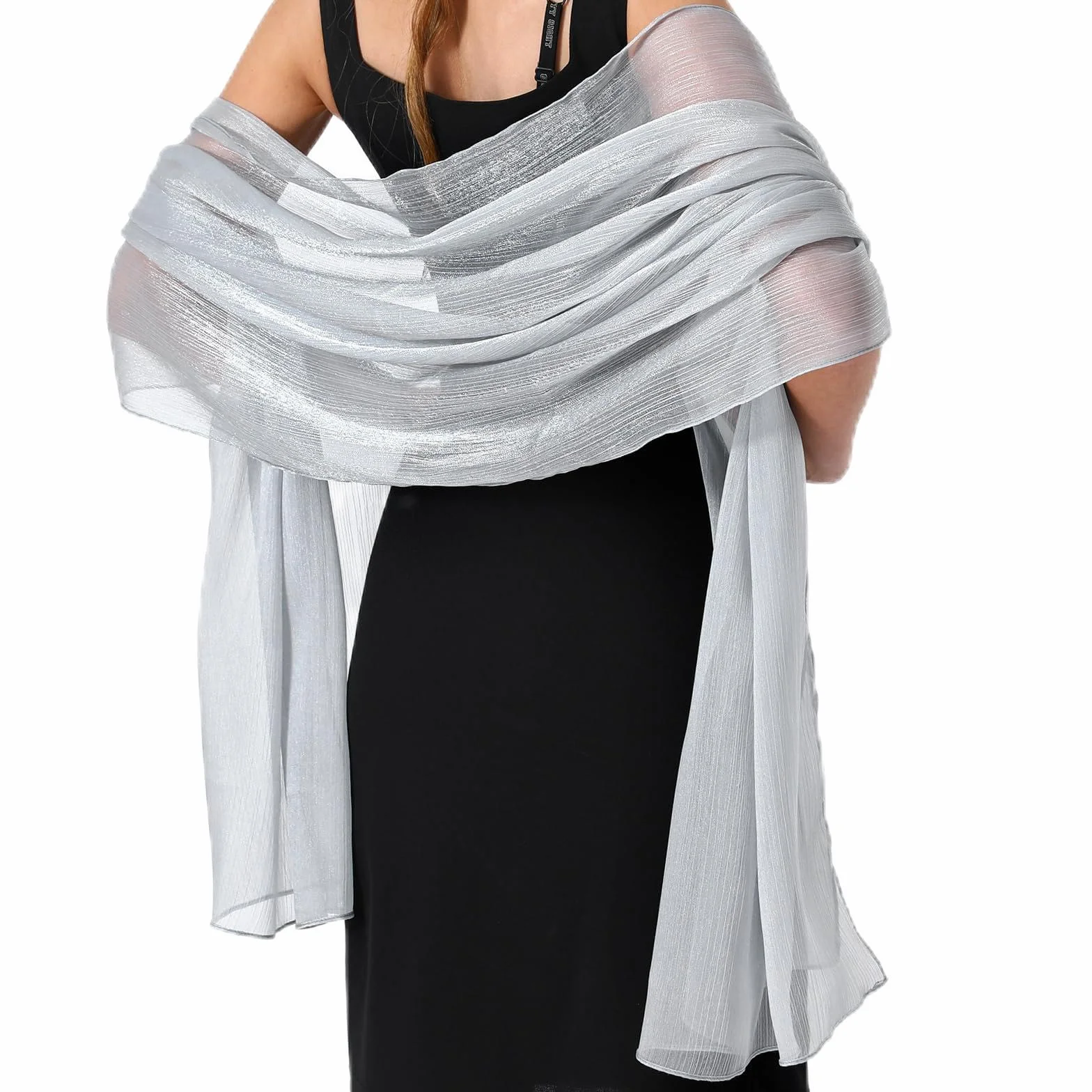 Jeffdad - Stola da donna in chiffon, elegante, leggera, morbida, grandi dimensioni, per abito da sera
