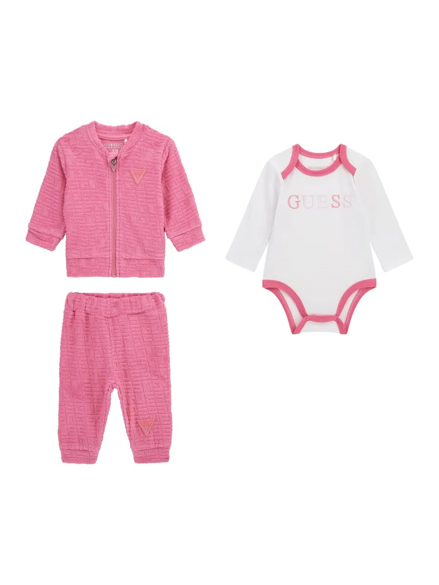 GUESS Bambina Eco Jacquared Felpa, Body a Maniche Lunghe e Pantaloni