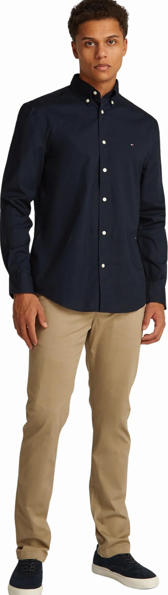 Tommy Hilfiger Uomo Camicia Flex Poplin Mini Tartan Shirt con Colletto a Punta