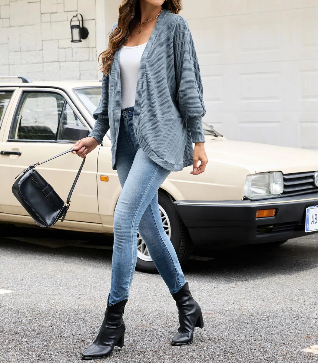 Cardigan da Donna Casuale Manica Lunga Maglione Leggero Scollo a V Elegante Manica Lunga Giacca Cardigan