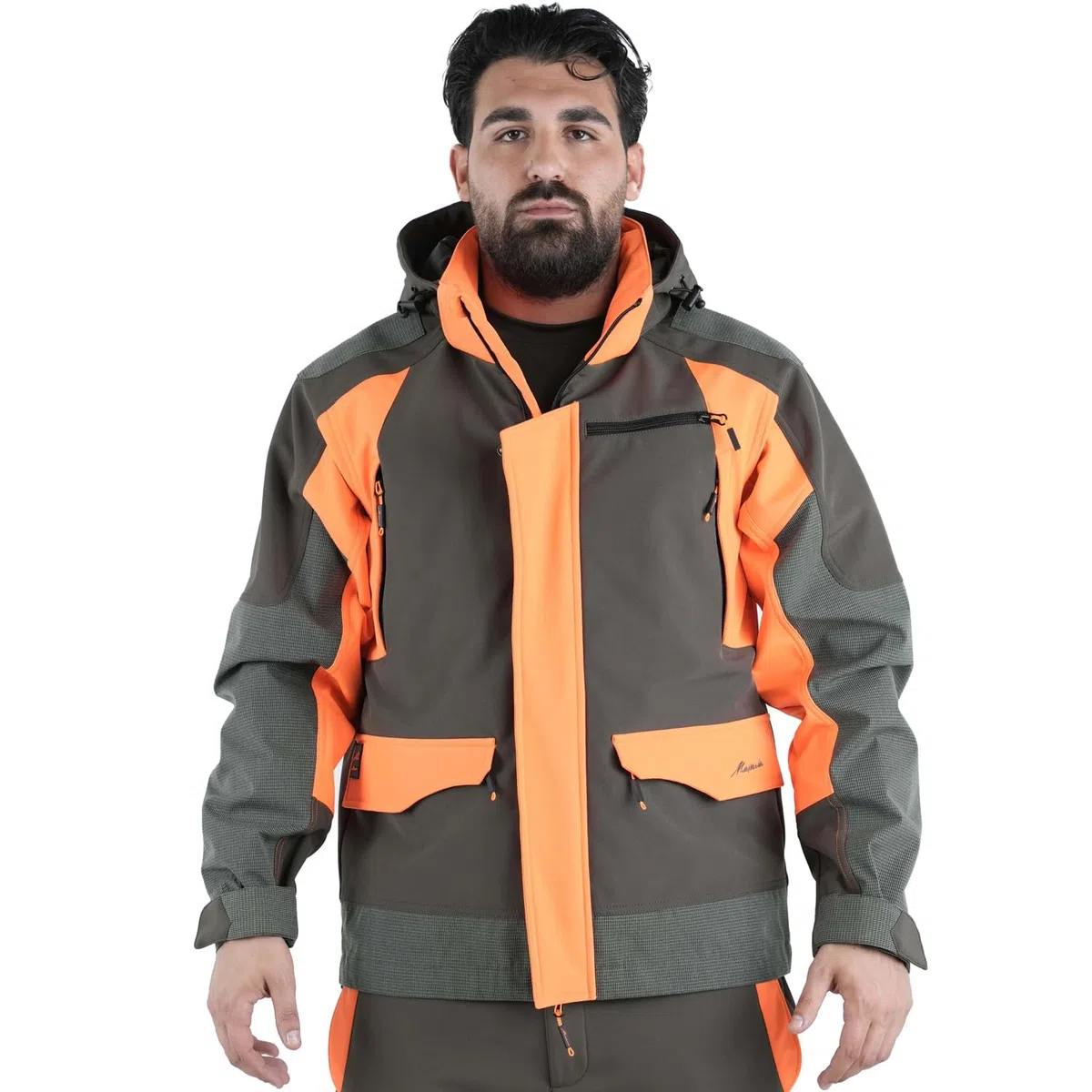 fratelliditalia.org Giacca Giubbino Softshell Arancio Cappuccio Alta visibilita Uomo - Personalizzabile con Il Tuo Logo